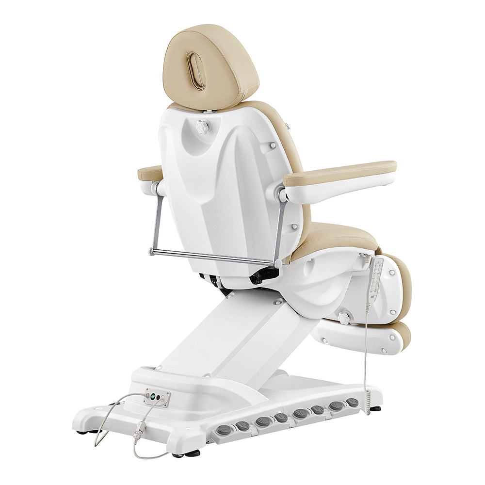 Apollo II Electric Beauty Bed with Thermo Heat DIR by DIR, beige cushions, white frame, rear view.