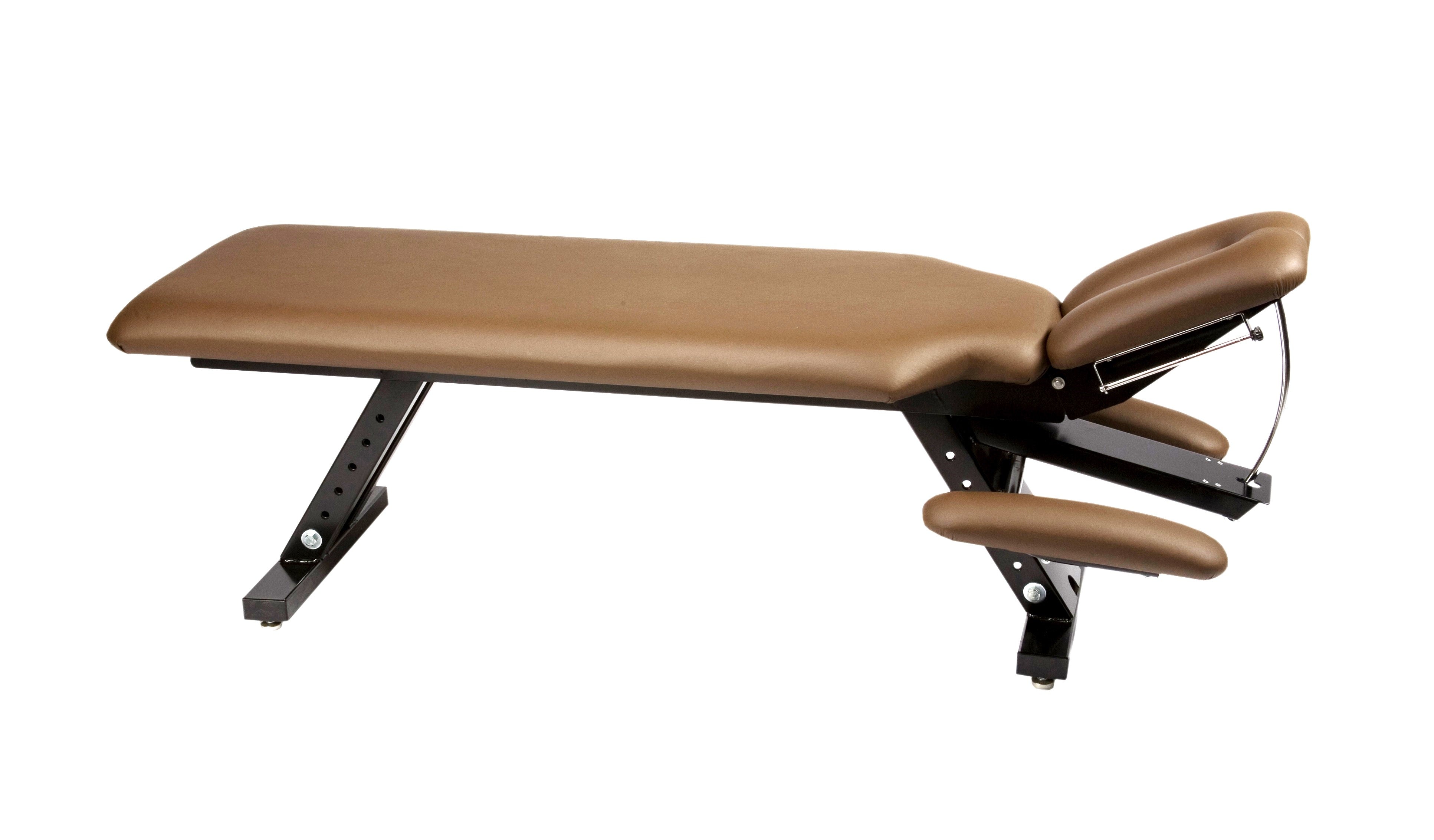 Galaxy Mfg 1996-CA chiropractic adjustable table with headrest, leg supports, arm rests.