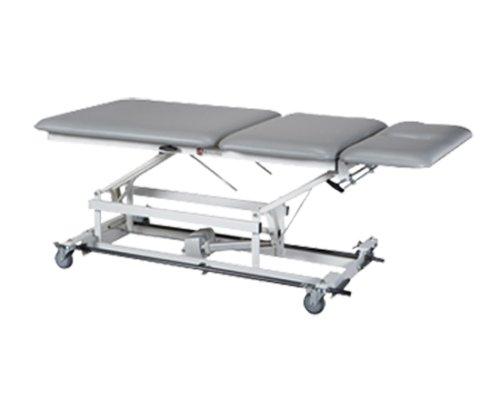 Armedica AM-BA 334 bariatric treatment table, 34" wide, 3-section top, gray vinyl padding.