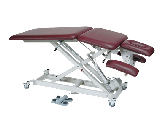 Armedica AM-SX5000: Five-section exam table, power flexing center, adjustable arm rest.