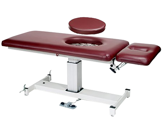 Armedica AM-SP 202 pre-natal table, two-section, with headrest cutout and 500 lb capacity.