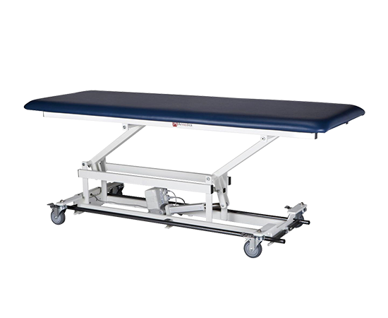 Armedica AM-BA 150 treatment table, steel frame, blue antibacterial upholstery.