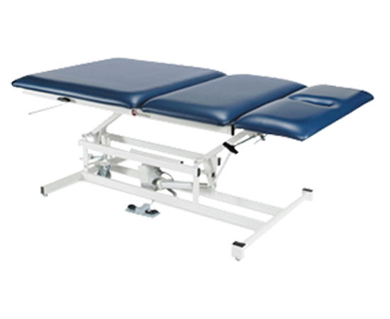 Armedica AM-340 Bariatric Treatment Table, 40" wide, three-section, blue and white frame.