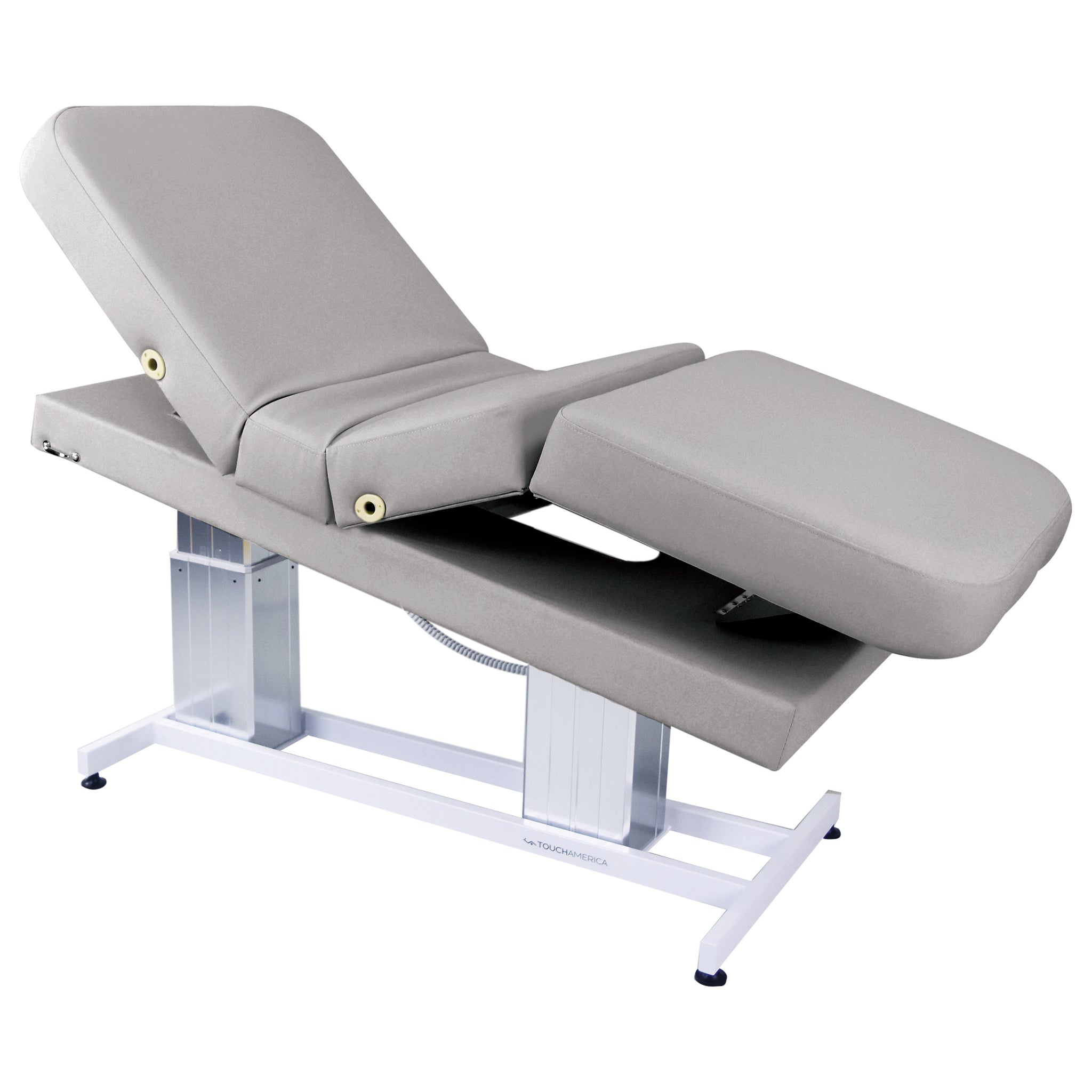 TouchAmerica ATLAS CLASSIC table with gray padding and a white metal base.
