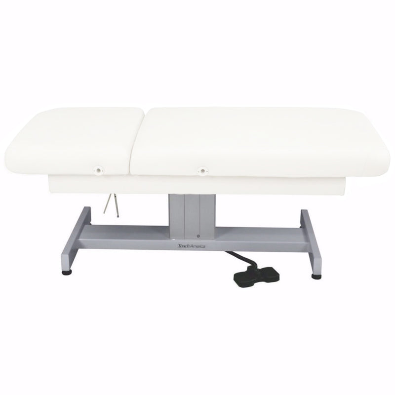 TouchAmerica VENETIAN Table: adjustable, padded spa bed with metal base for face & body treatments.