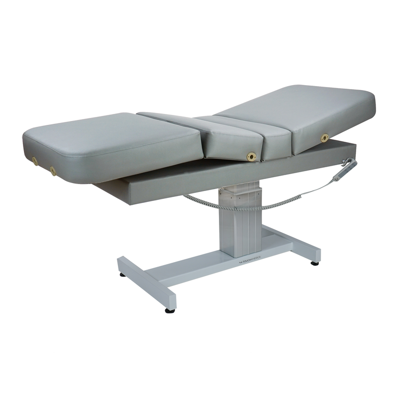 TouchAmerica VENETIAN POWERTILT electric massage table with remote, segmented padding.