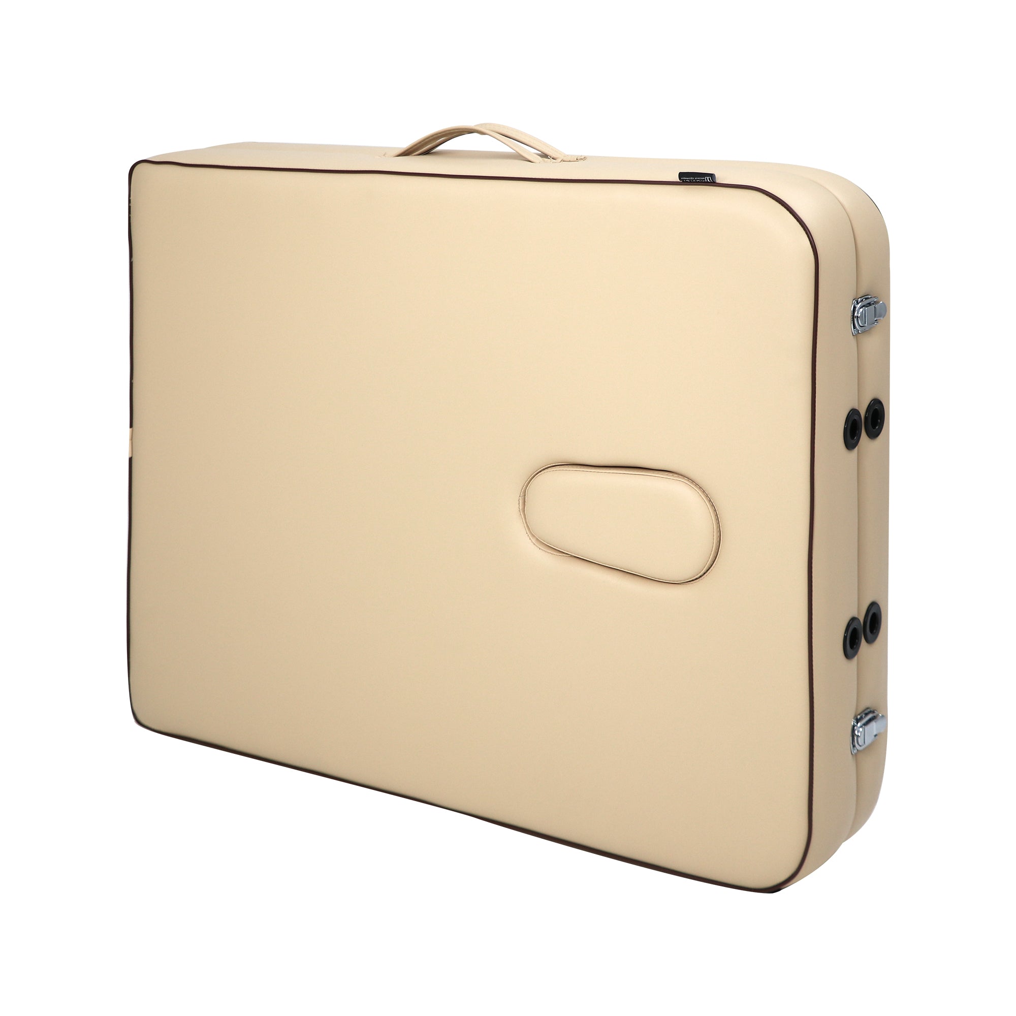 Master Massage Breeze Lightweight aluminum portable massage table, upright with handle.