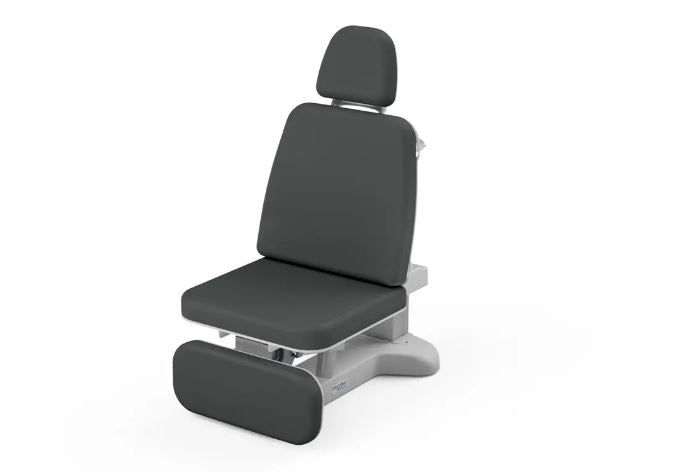 Oakworks 3000 Series black/gray exam chair with adjustable backrest and leg support.