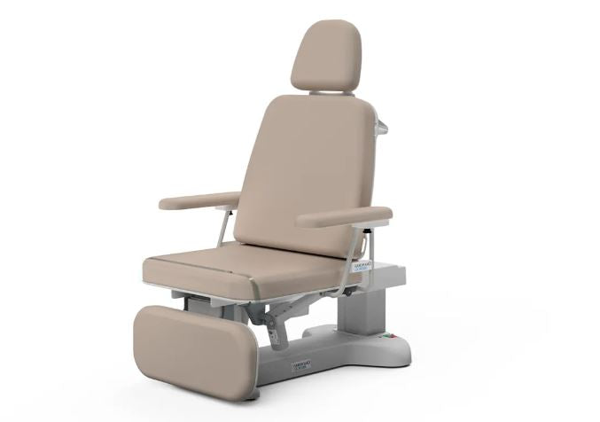 Oakworks 3050 Series Procedure Chair in beige with adjustable headrest, armrests, footrest.