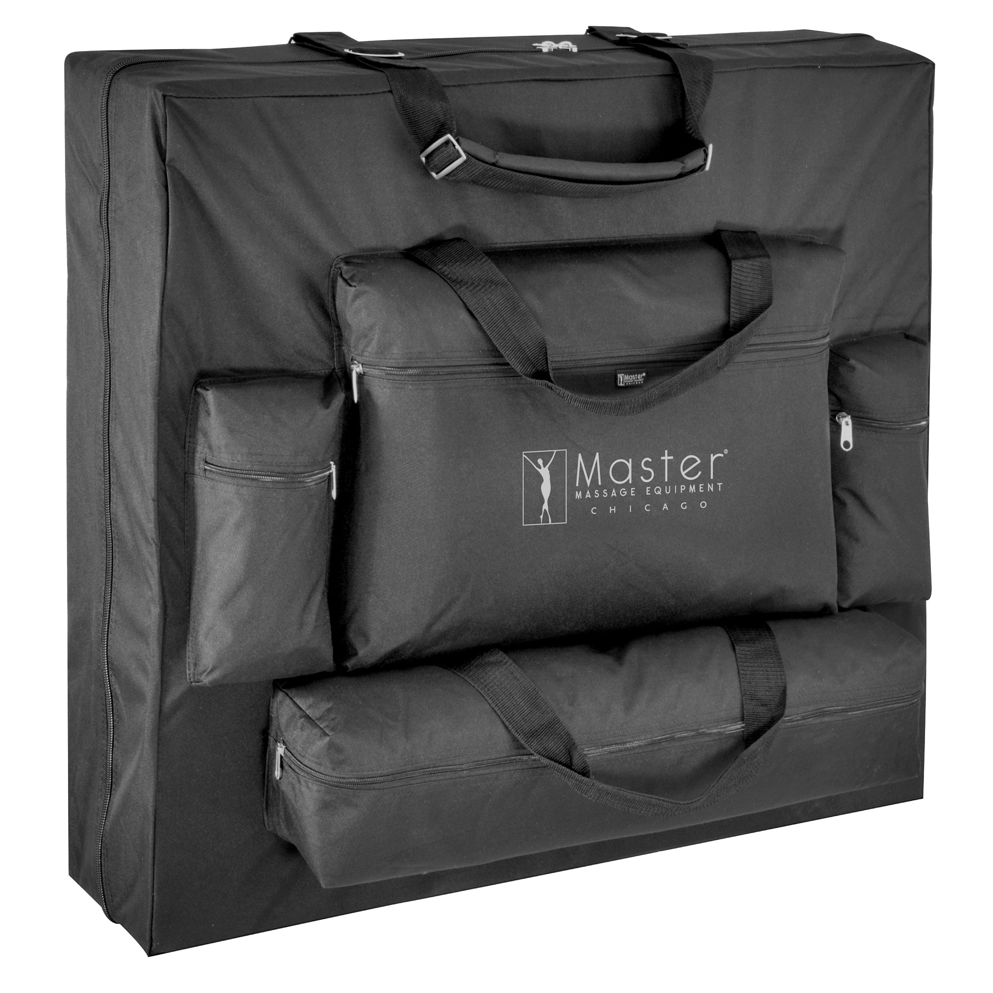 Black carrying case with handles for Master Massage BRISTOL Airwave Portable Massage Table.