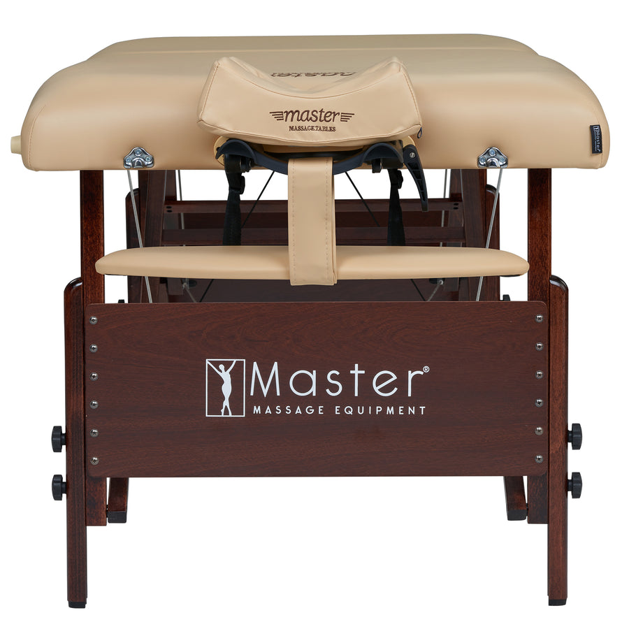 Beige Master Massage DEL RAY portable table with wood frame and Therma-Top.