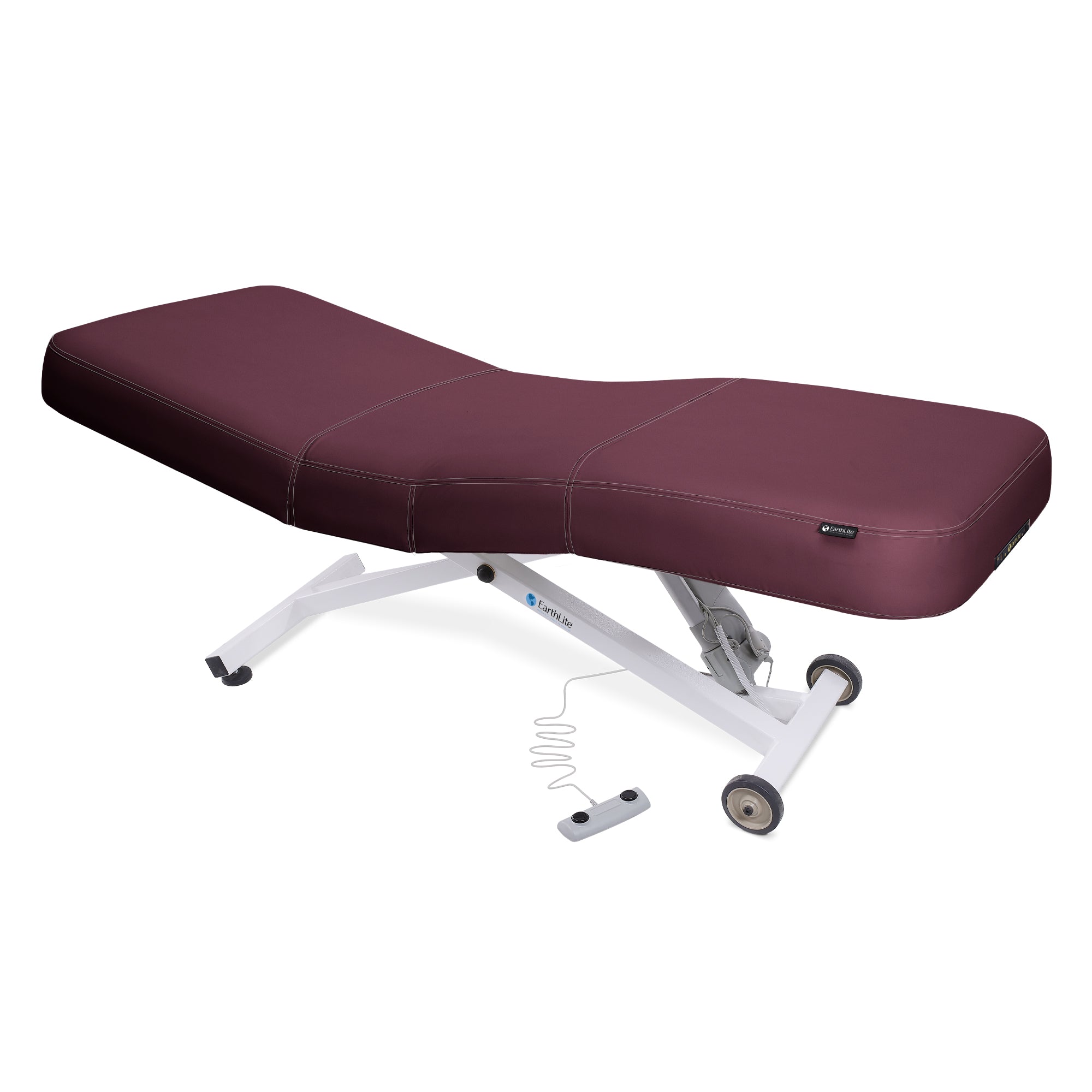 EarthLite Ellora LX Electric Salon Table with replaceable mattress and wired remote.