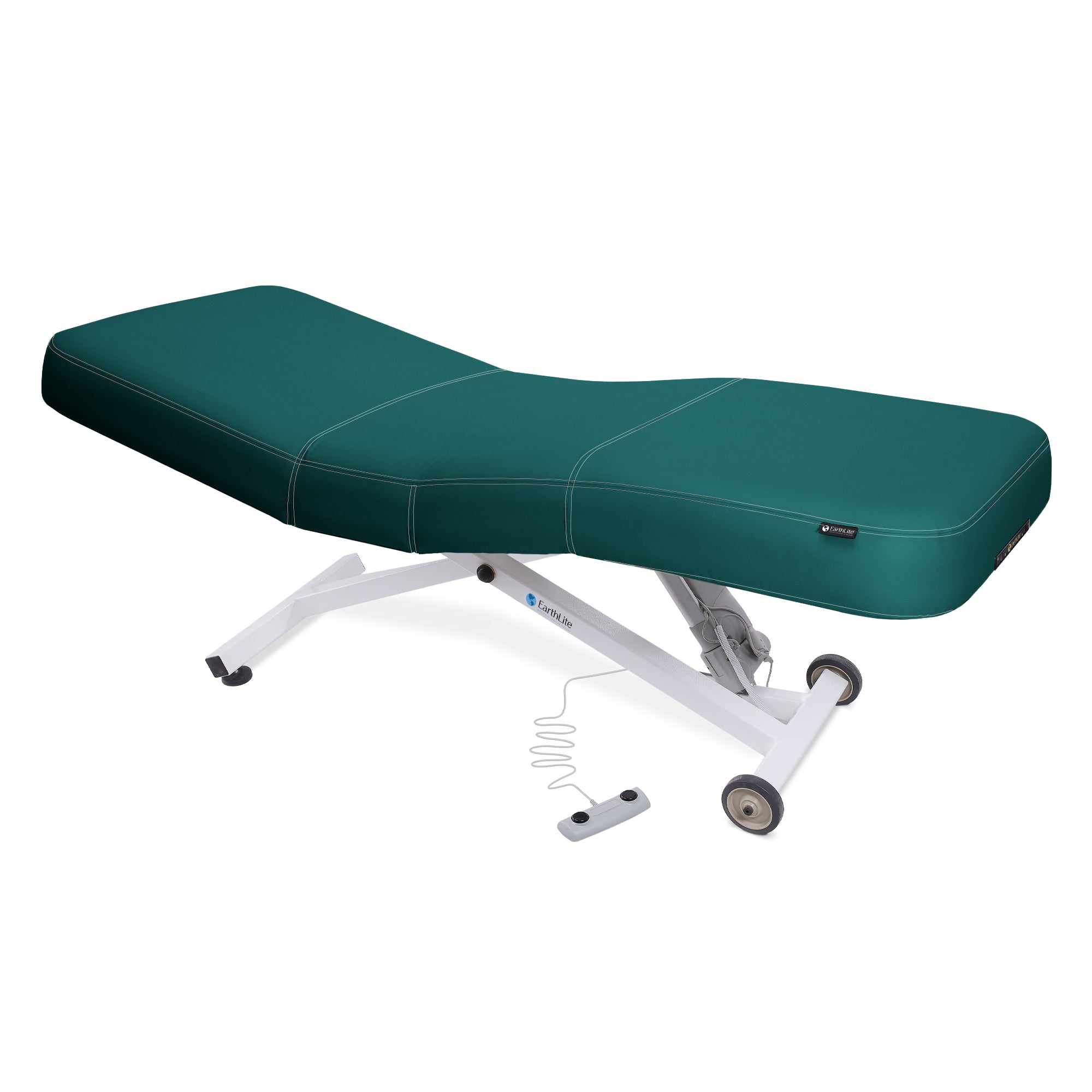 EarthLite ELLORA LX electric ADA-compliant table with green mattress and floor remote.