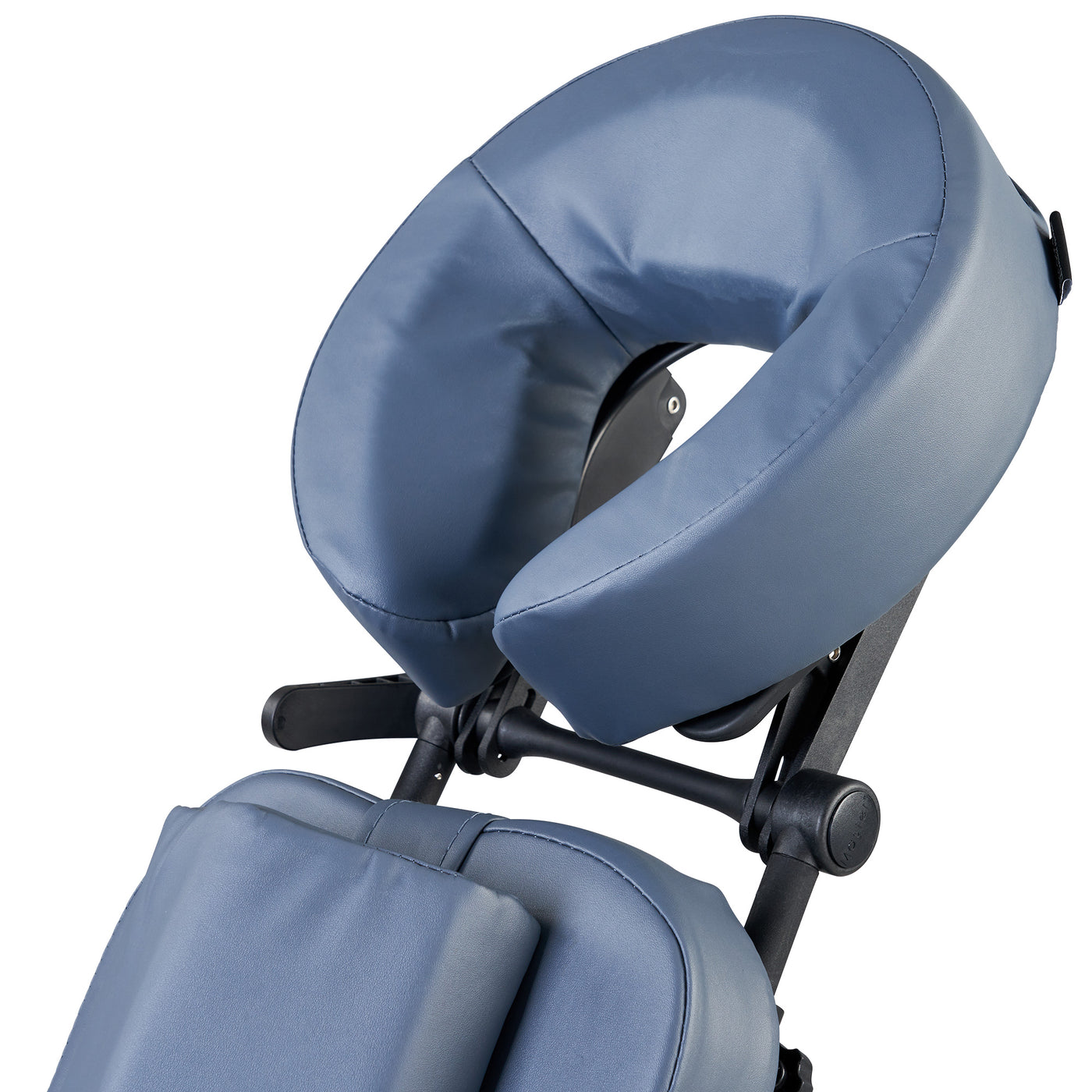 Close-up of Master Massage RIO Portable Chair’s blue ergonomic face cradle and headrest.
