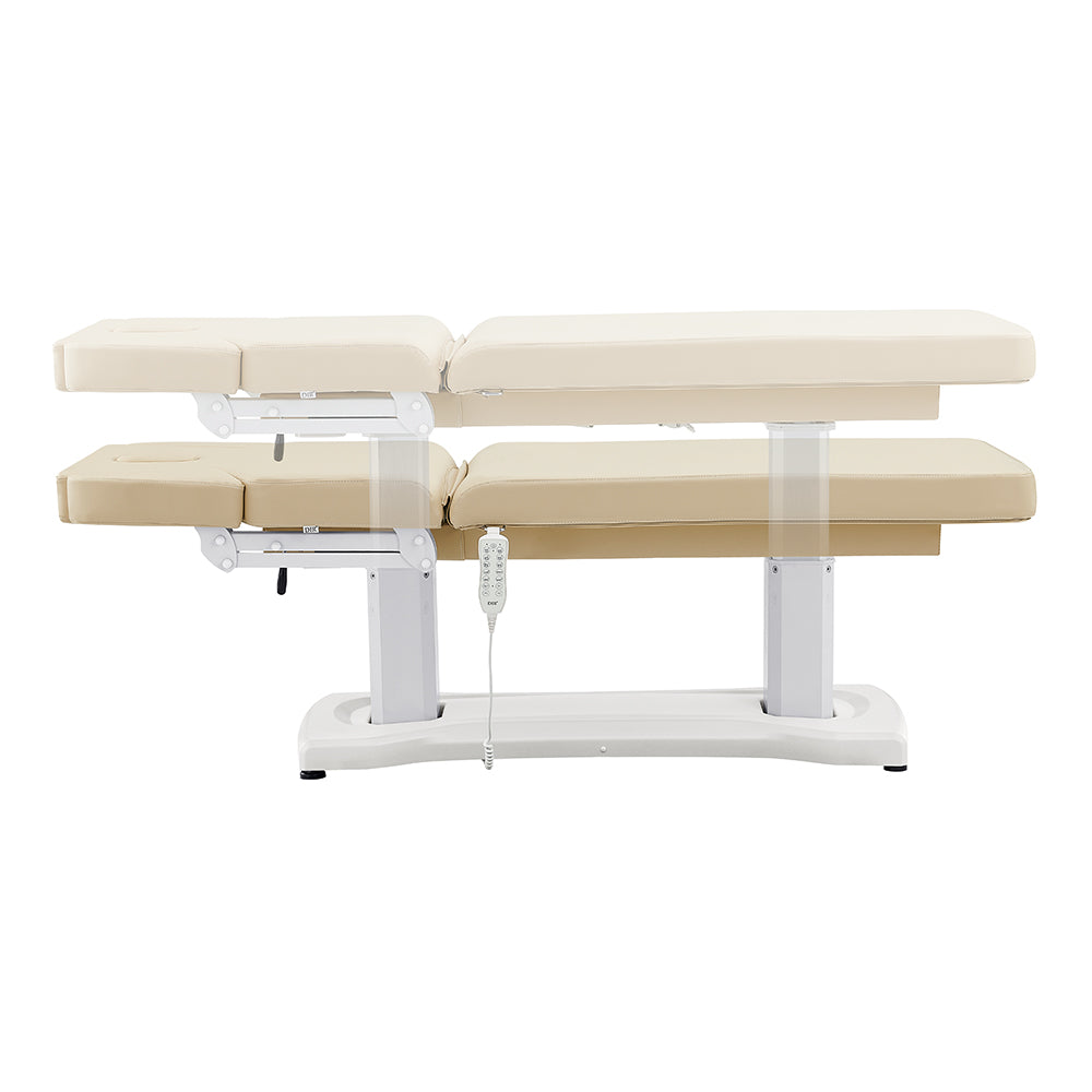 Tranquility 4 Motors electric medical spa table with remote by DIR on white background.