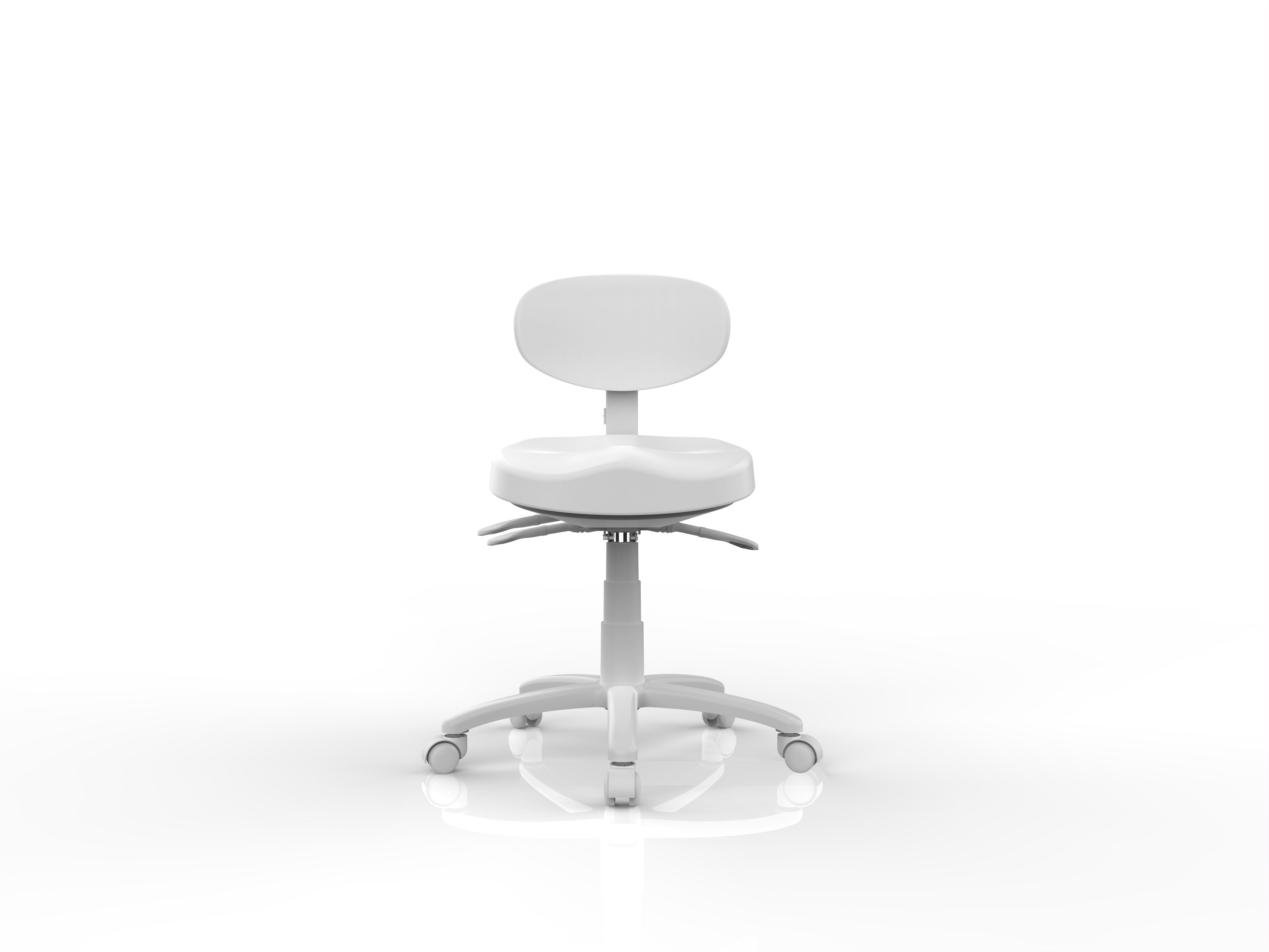 The Silverfox America 8C01 Stool is a white adjustable professional stool with wheels.