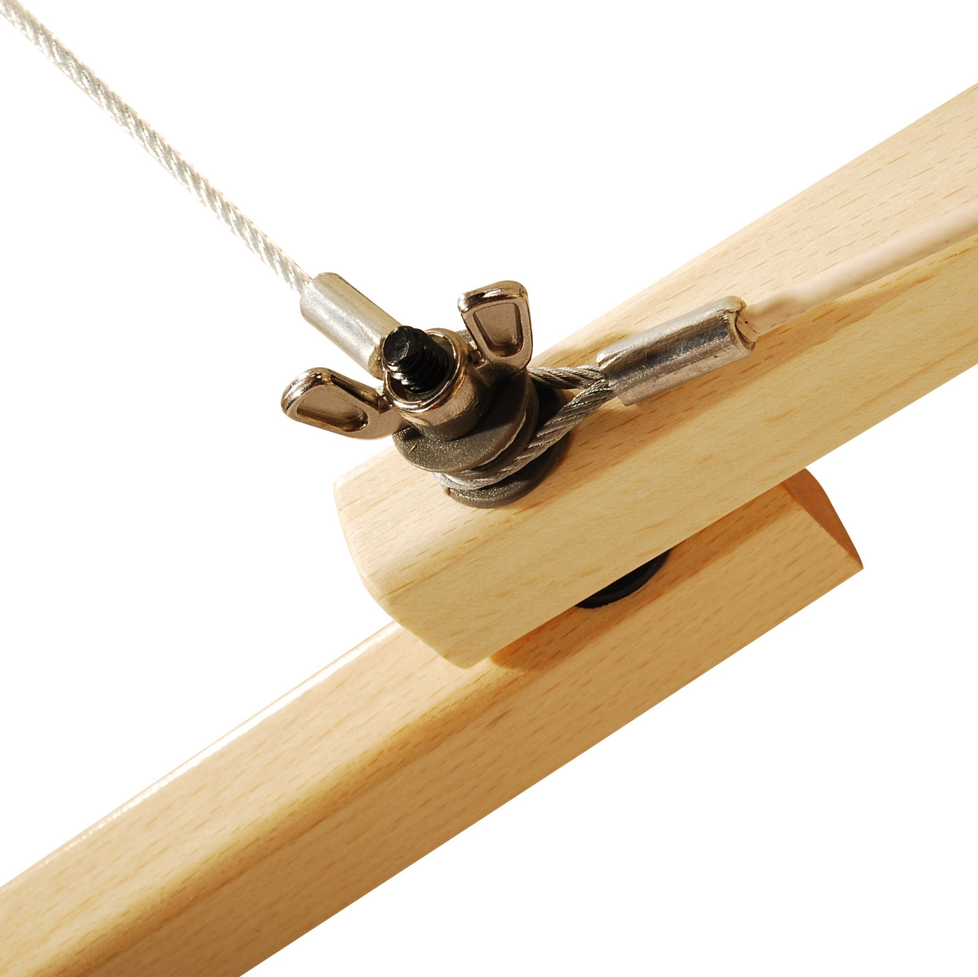 Close-up of a wing nut securing wire on Master Massage PHOENIX Therma-Top Table frame.