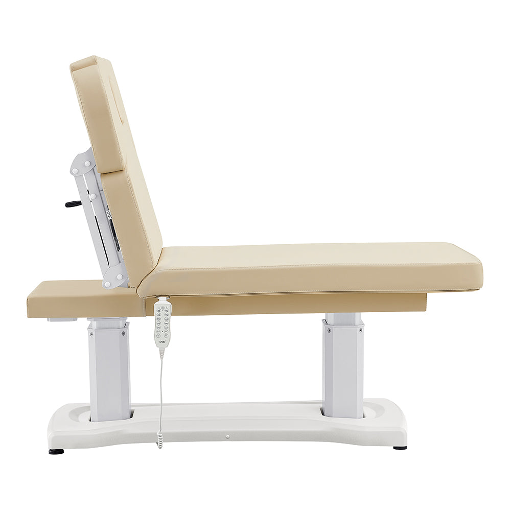 Tranquility 4 Motors Electric Medical Spa Table by DIR with remote, profile view shown.