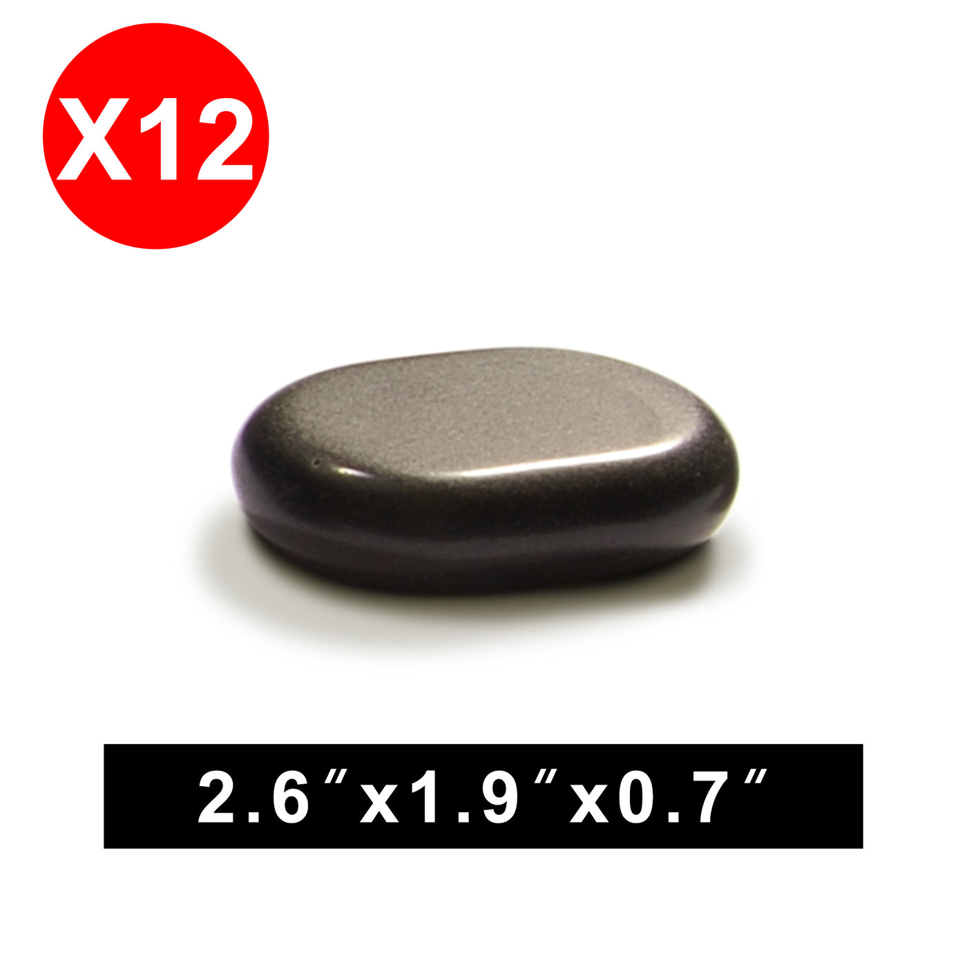 Dimensions of Master Massage Medium Size Flat Ovular Basalt Hot Stone Massage