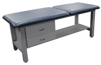 The PHS Chiropractic ALUMA Elite Basic Table offers high load, padded top, drawers, and a shelf.