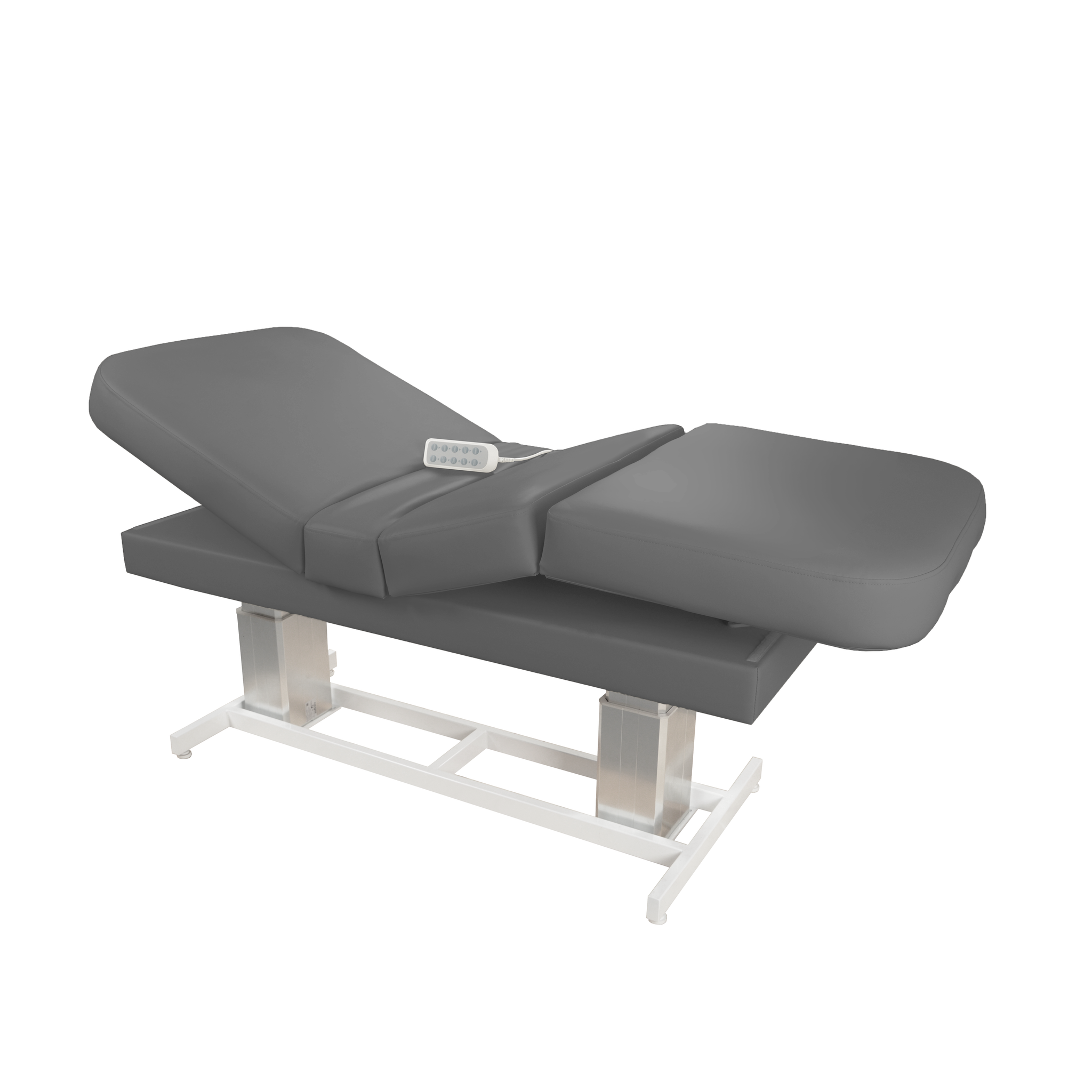 TouchAmerica ATLAS CLASSIC gray adjustable treatment table with remote and pedestal.