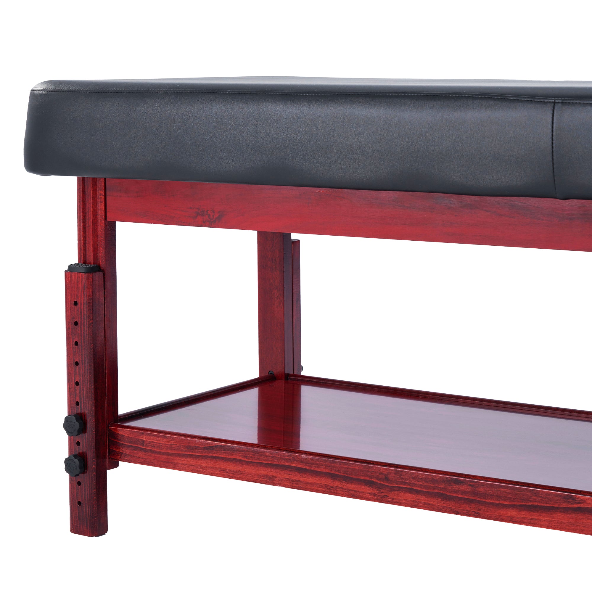 Close-up of Master Massage AirMaster table with black padding and adjustable height.