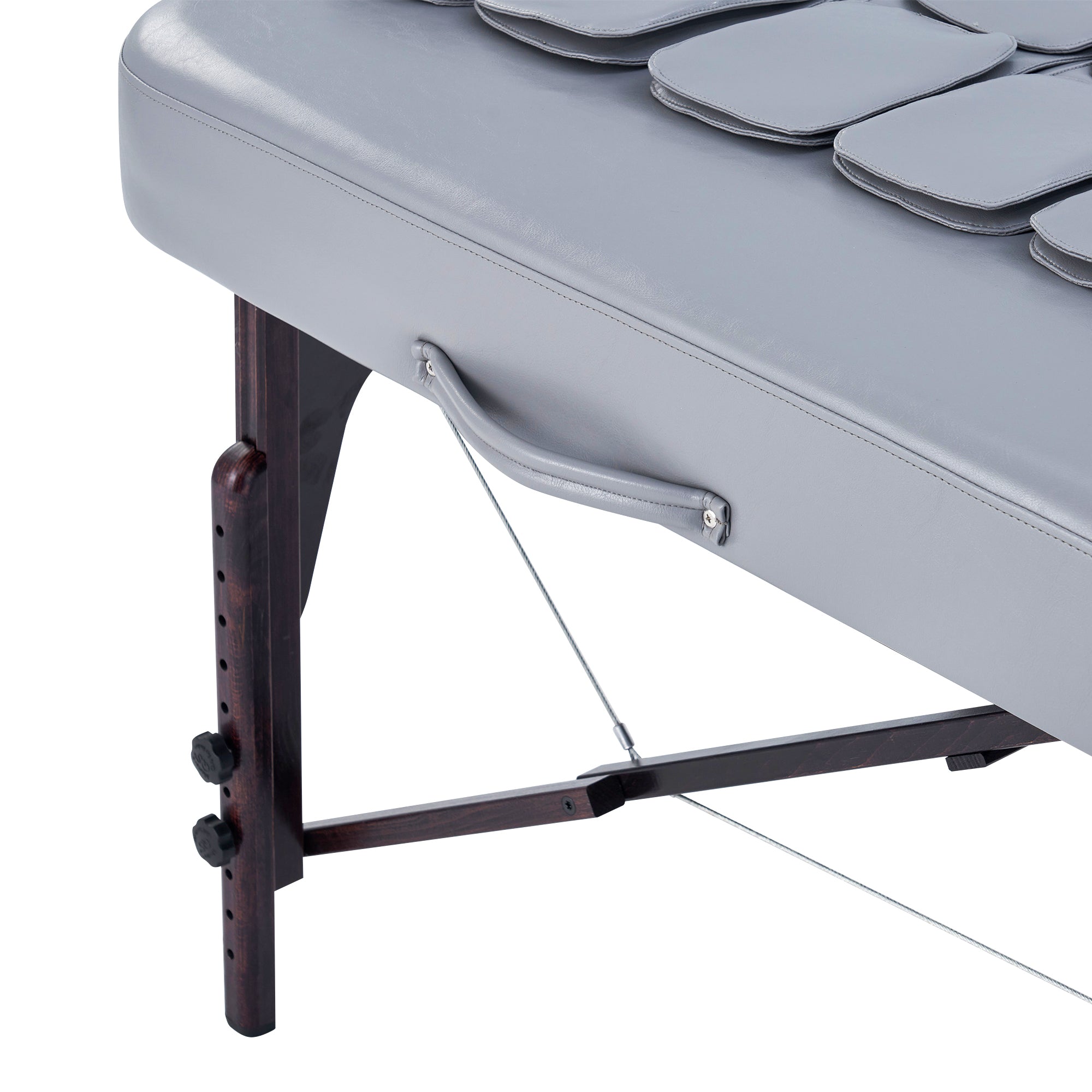 Close-up of the Master Massage BRISTOL Airwave Table with adjustable wooden legs for full-body use.