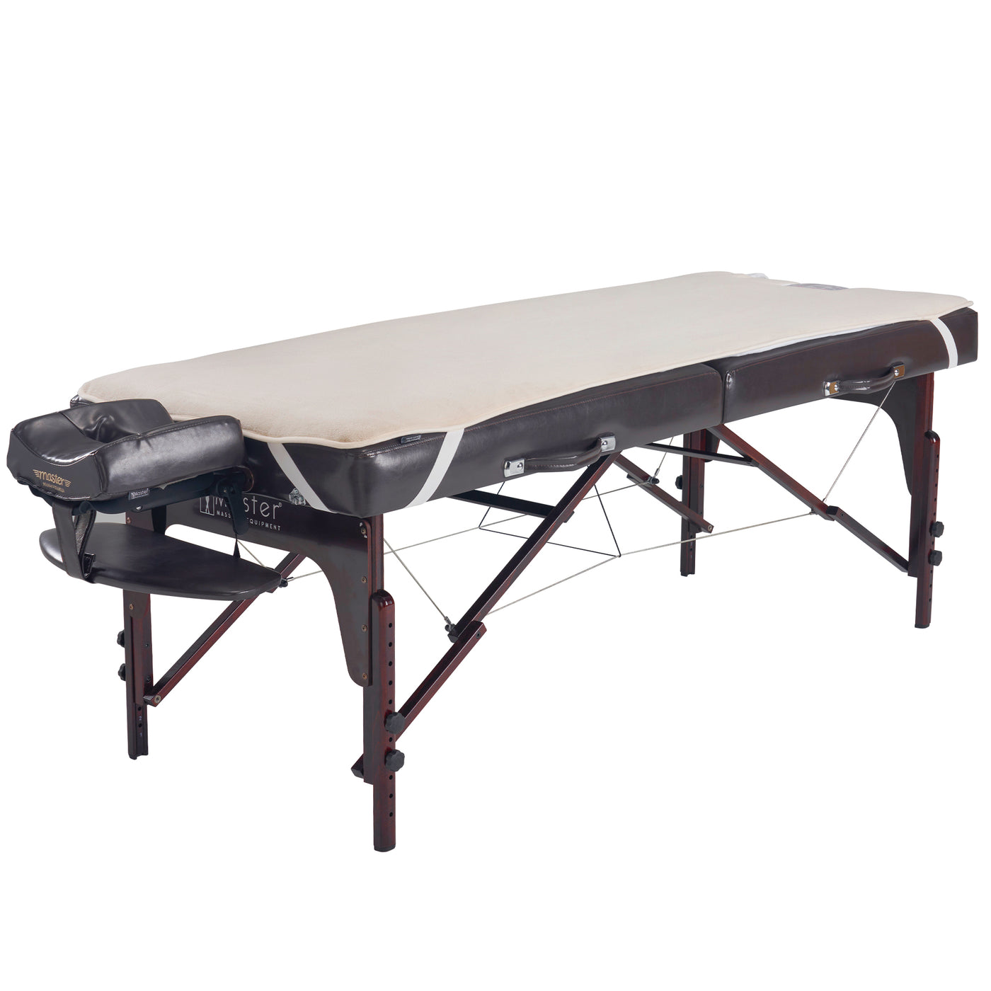 Massage table with Master Massage Table WARMING PAD on a white background
