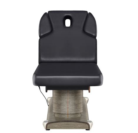 DIR Luxi 4 Motors medical spa treatment table, black with headrest and base, front view.