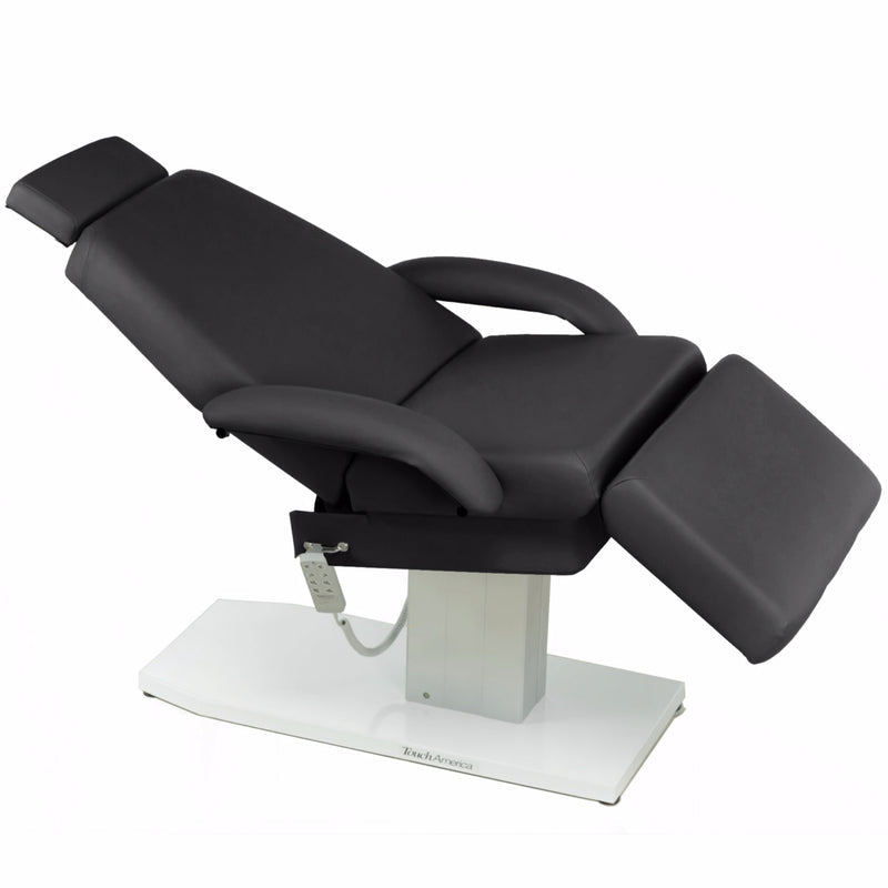 TouchAmerica EMPRESS adjustable spa chair with armrests and reclining backrest, white base.