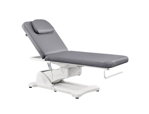 Serenity Electric Treatment Table DIR by DIR, gray with headrest, ideal for spa or medical use.
