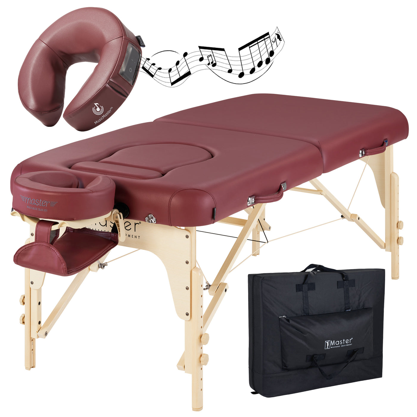 Master Massage EVA PREGNANCY table with face cradle, breast/belly filler, and carrying case.