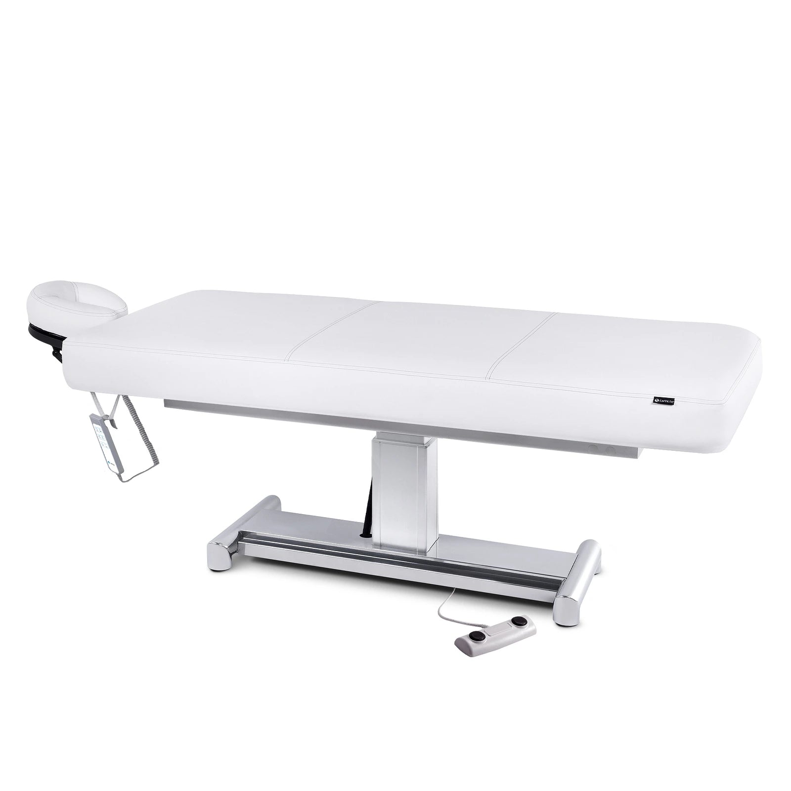 Earthlite EVEREST LX flat treatment table with replaceable mattress and electronic controls.