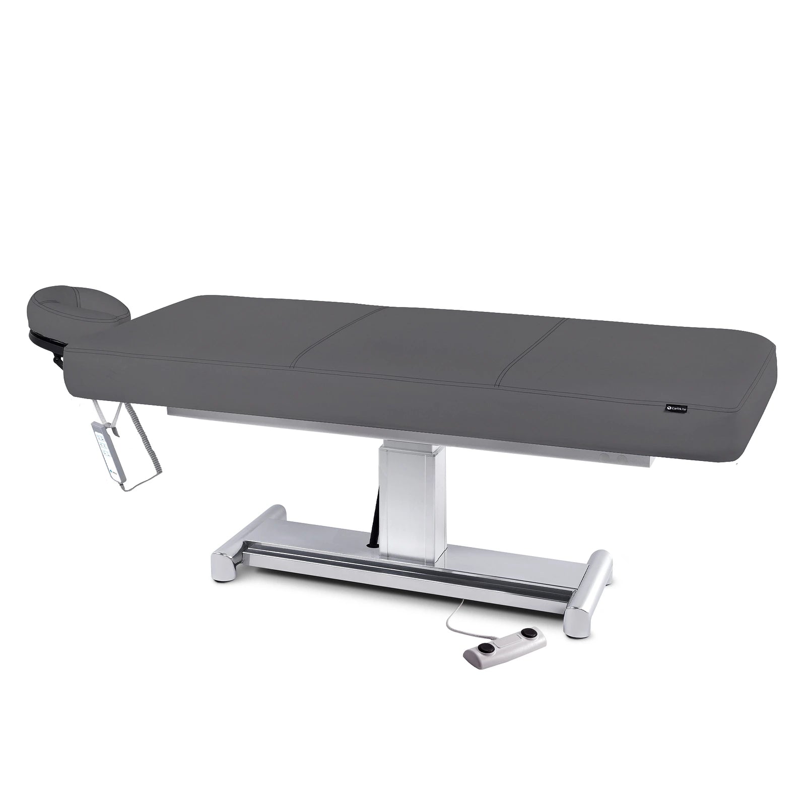 EarthLite EVEREST LX gray ADA table with headrest, memory foam, and electronic height control.