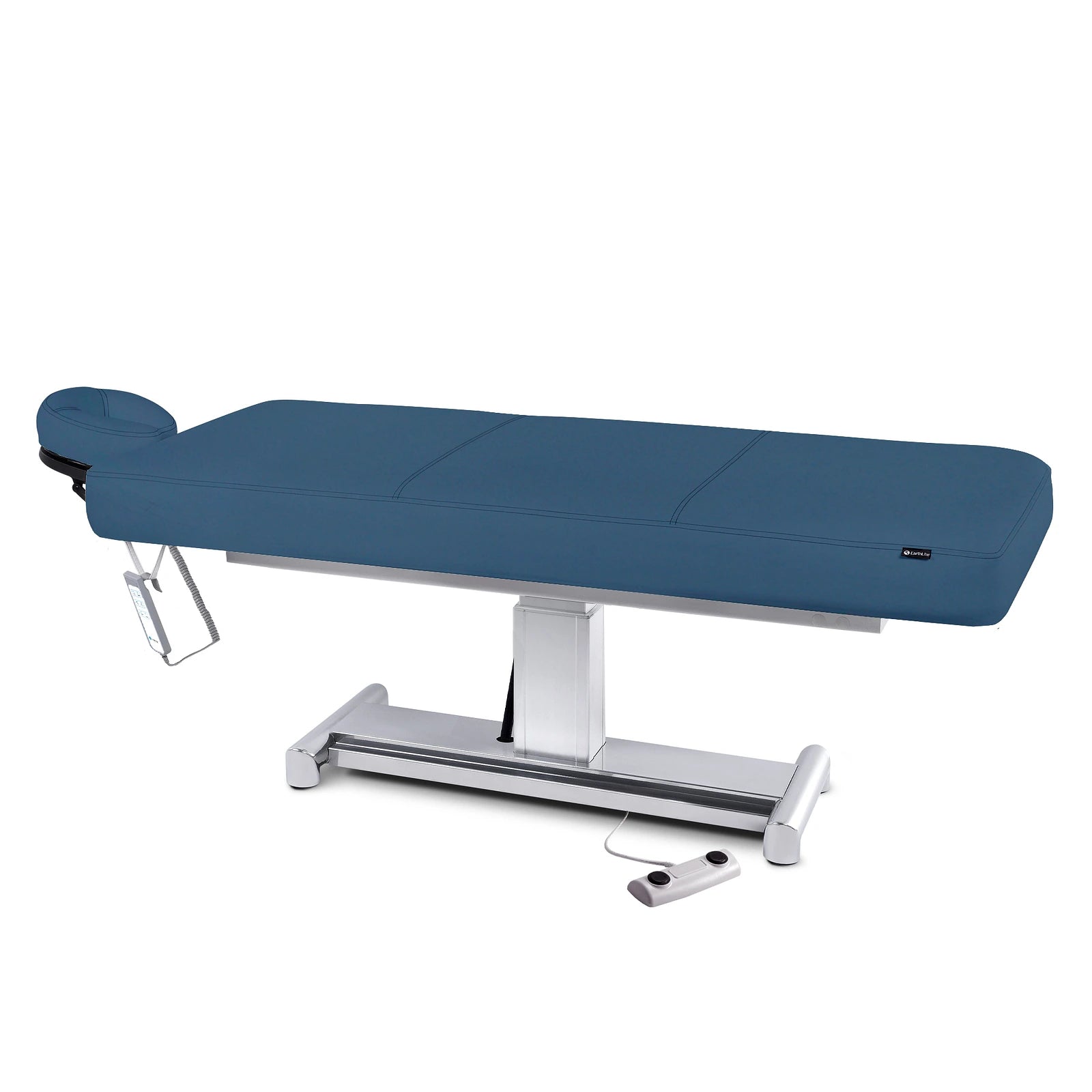 Earthlite EVEREST LX flat treatment table with headrest, remote, and memory foam mattress.