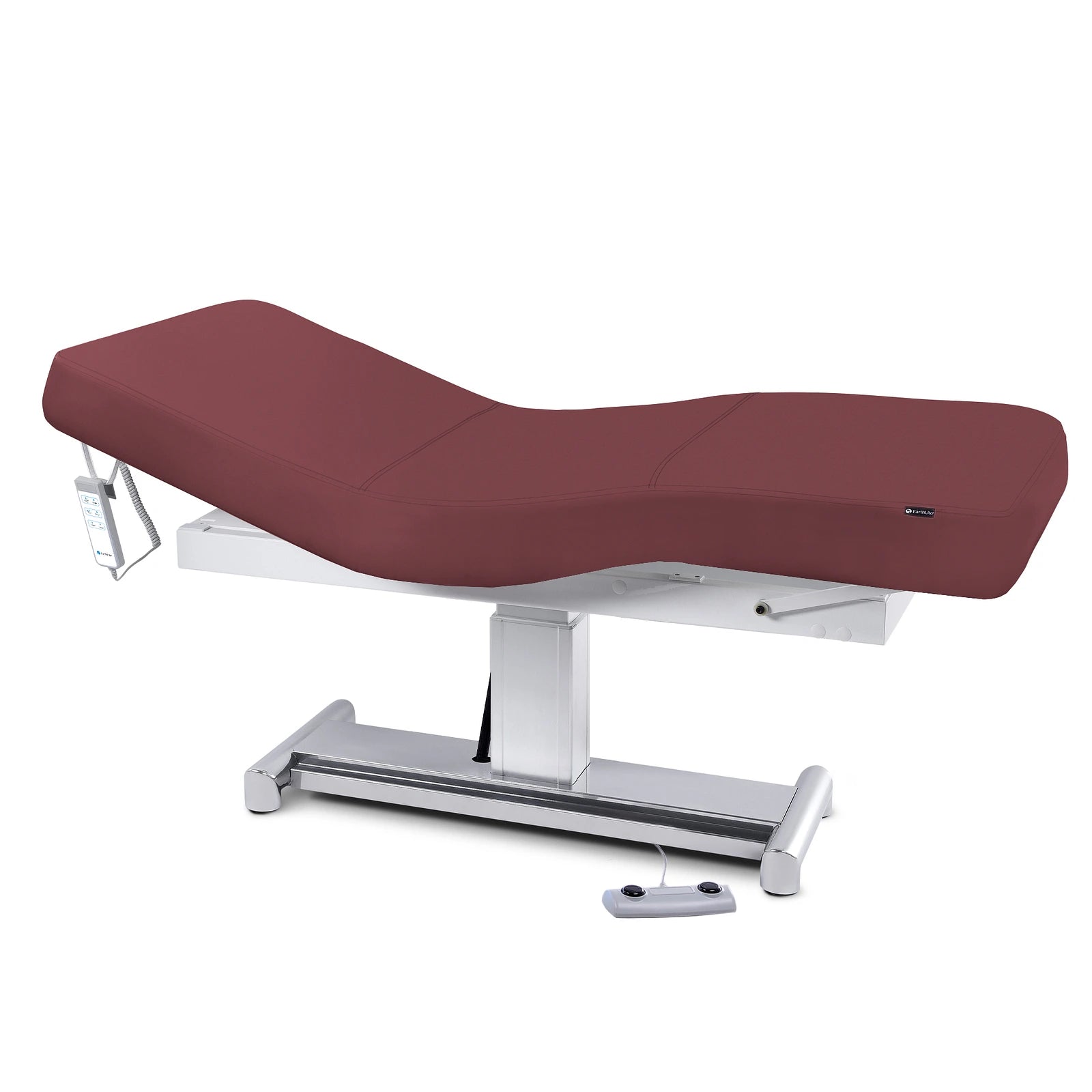 Earthlite EVEREST LX salon table with burgundy Comfort-Flex PU and remote control.