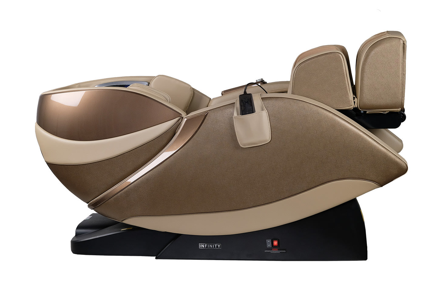 Certified preowned Infinity Evo Max 4D electric massage chair by Infinity, cushioned seat.