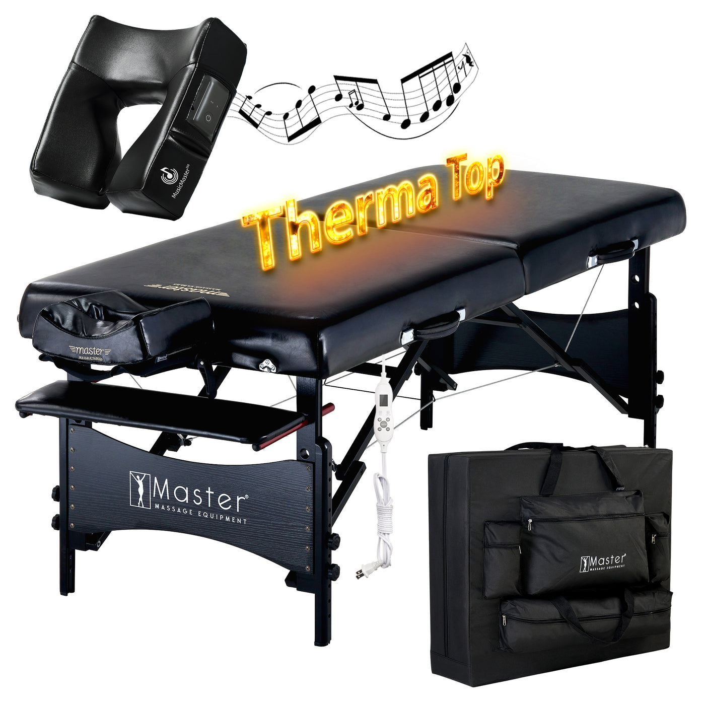 Master Massage GALAXY Therma-Top heated portable table set with memory foam cushion.