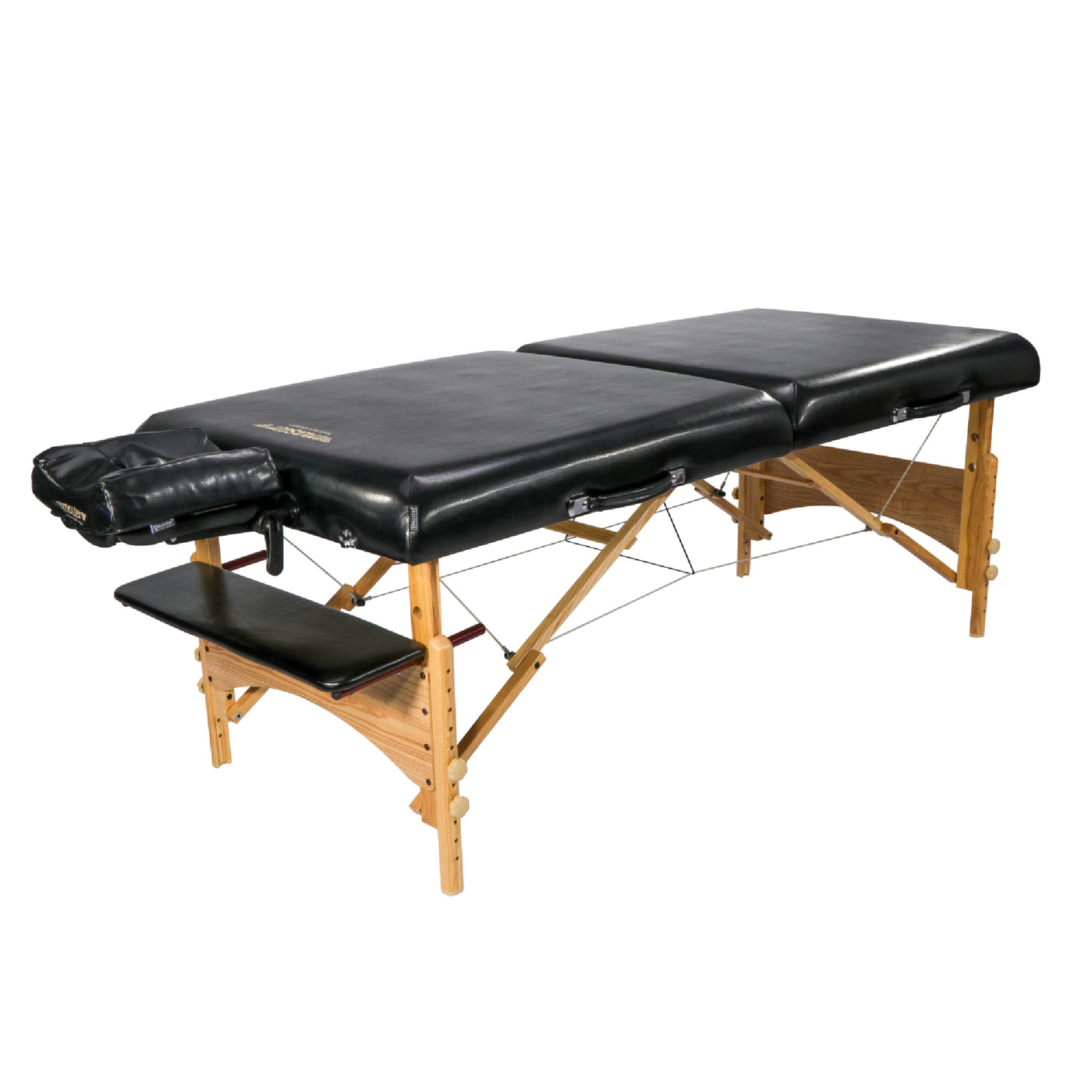 Master Massage HUSKY GIBRALTAR: black, heavy duty table with wood legs, foam & face cradle.