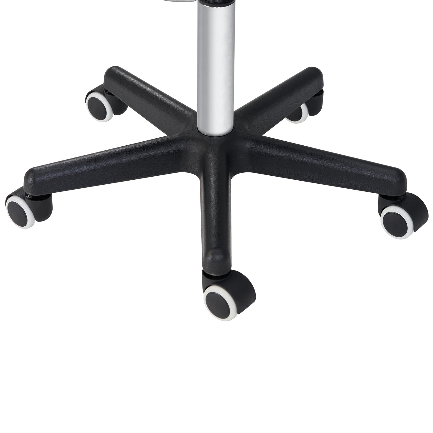 Master Massage The Glider Adjustable Rolling Stool with white wheels on a white background