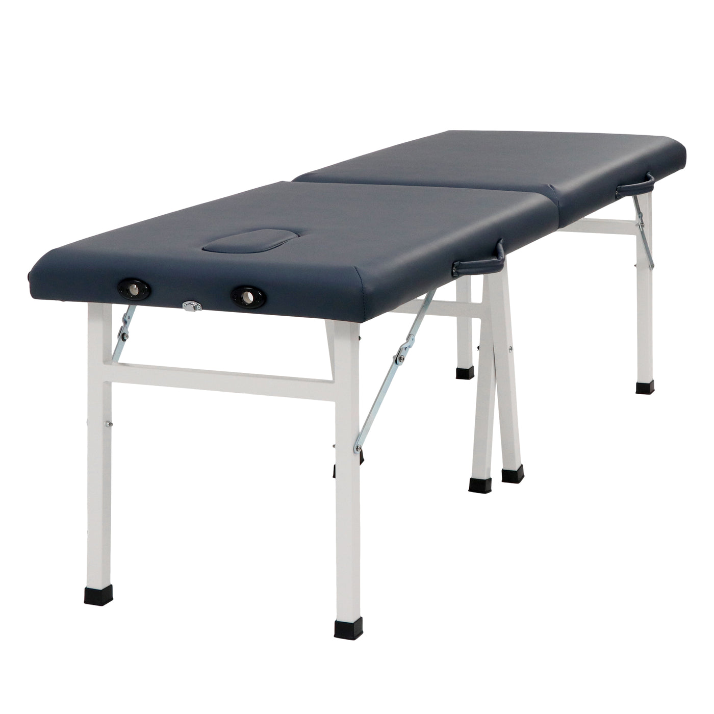The Master Massage Harmon Economic Table is lightweight, portable, and has sturdy metal legs.