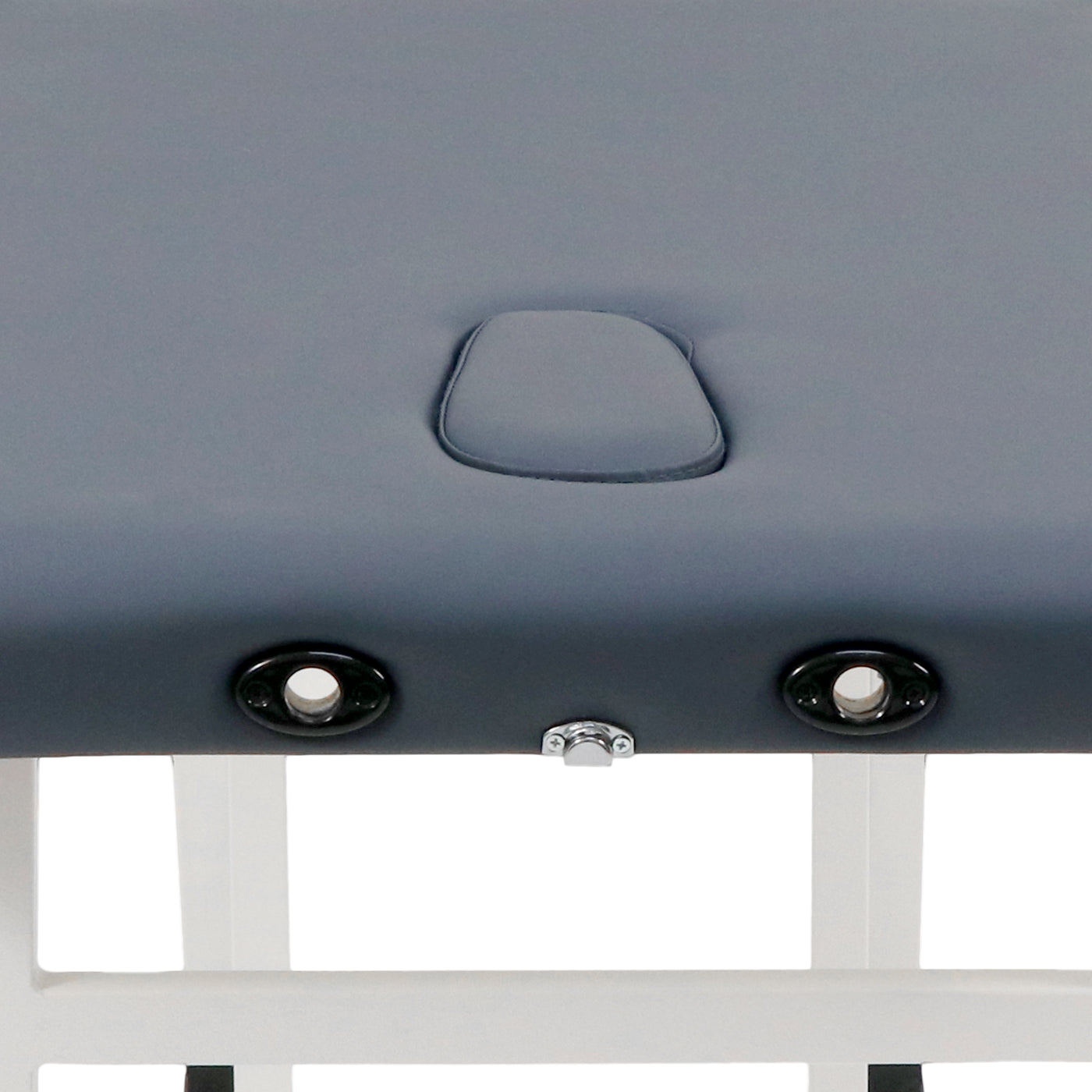 Master Massage Harmon Economic Table, gray, with face cradle cutout and two black circles below.