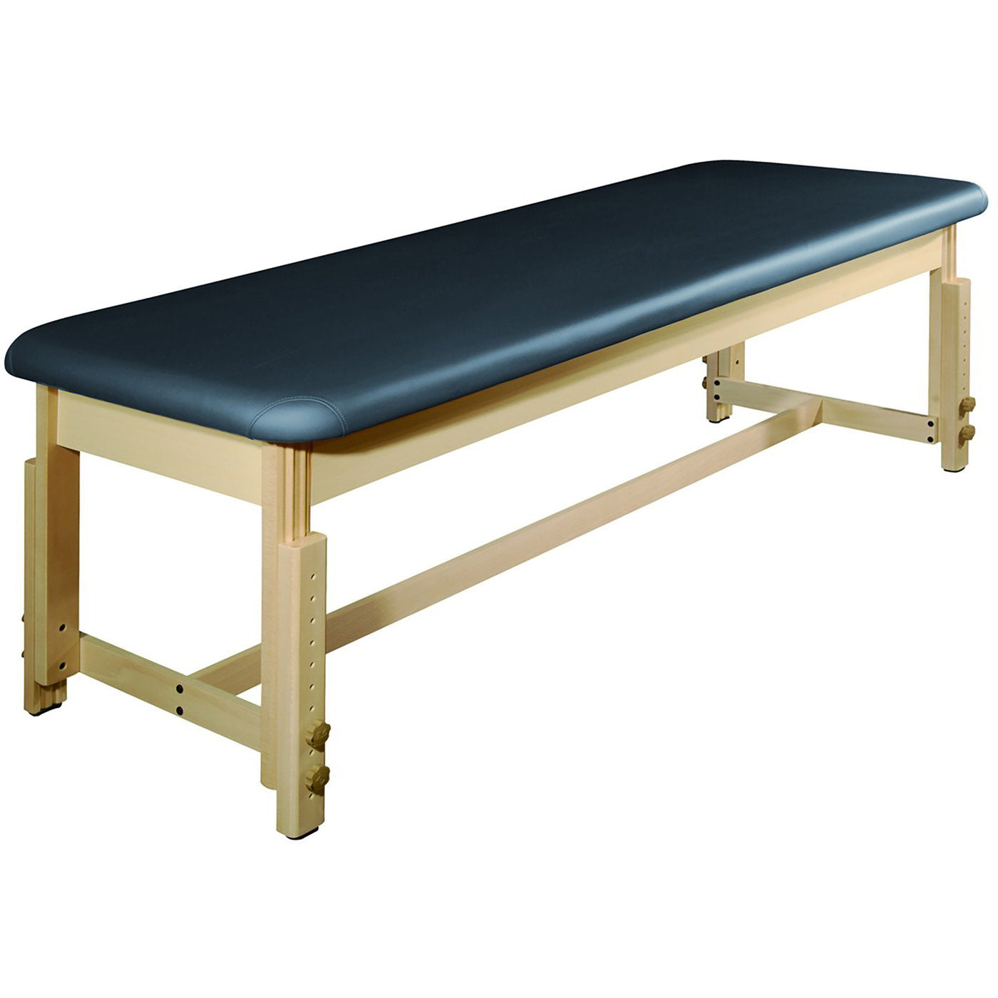 MT Massage HARVEY Stationary Table by MT with black HD foam and oil/water-resistant upholstery.