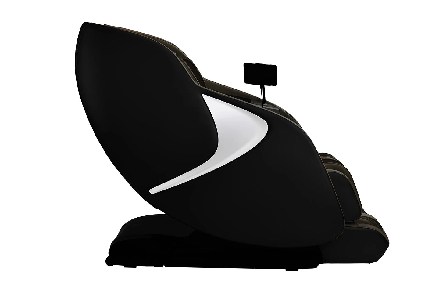 Side view of the Kyota Joubu M880 4D Zero Gravity Massage Chair with built-in tablet holder.