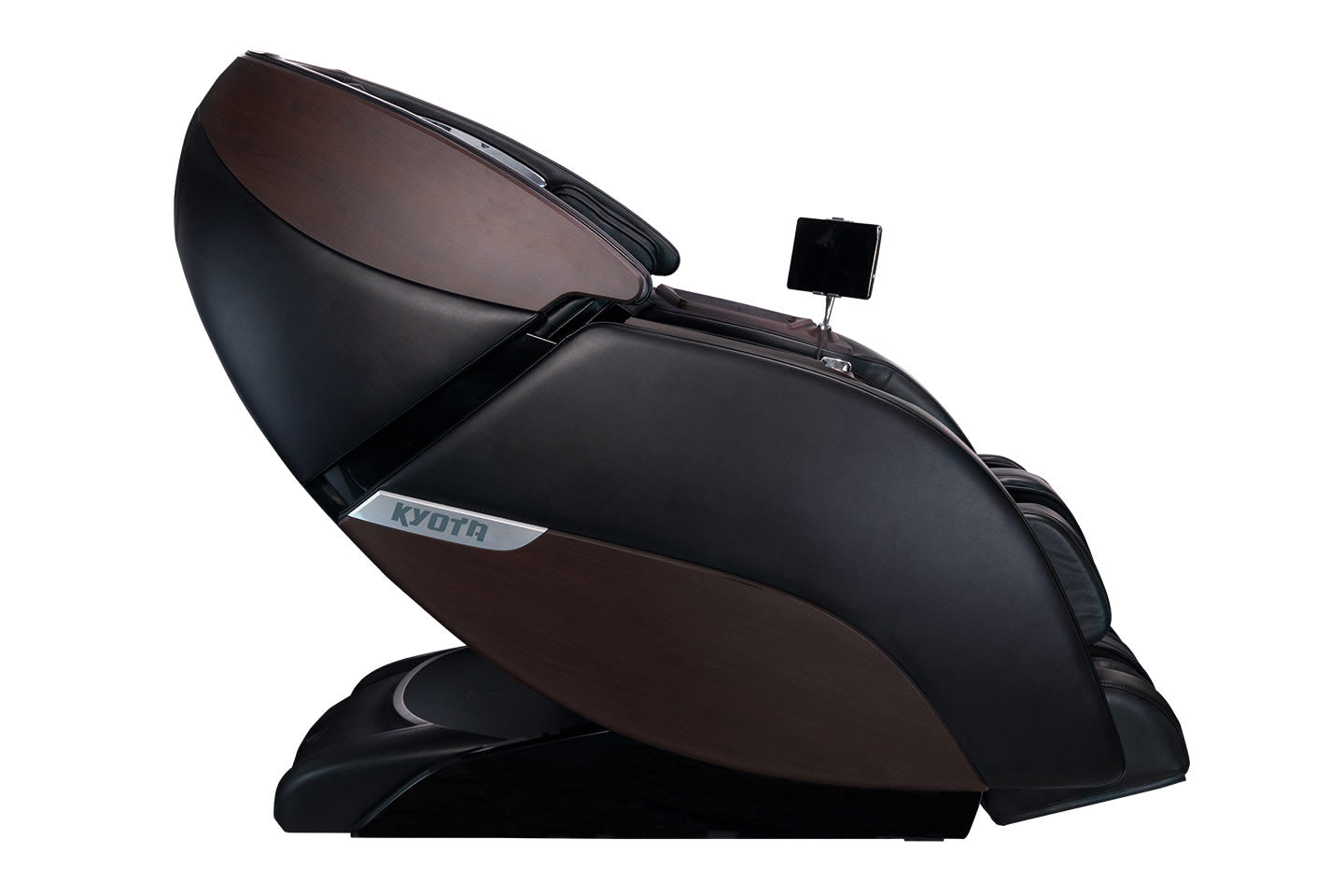 Side view of the Kyota Nokori M980 Syner-D Electric Massage Chair with attached control screen.