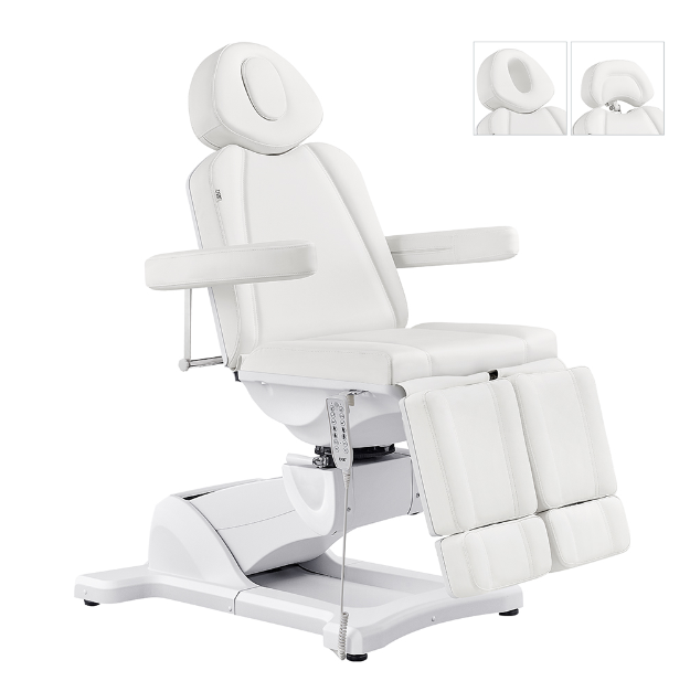 DIR Libra II Full Medical Electric Procedure Chair in white with padded armrests, leg and head support.