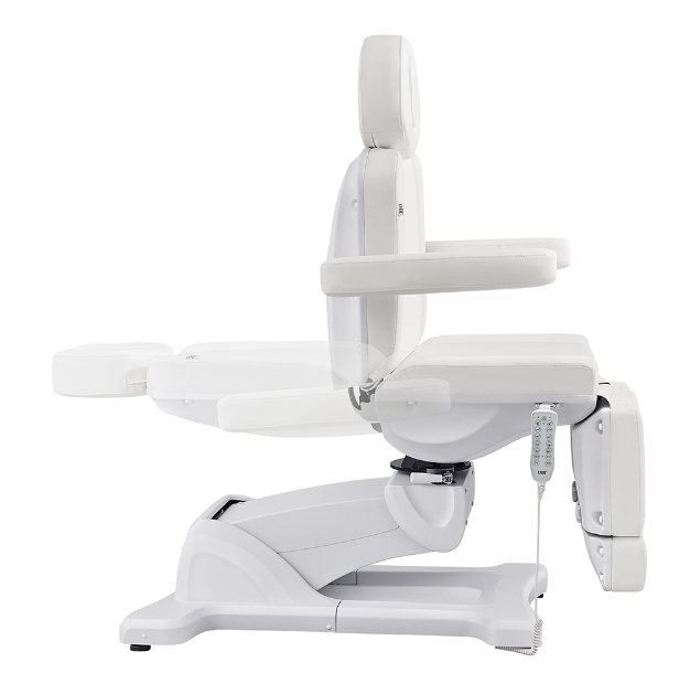 Libra II Full Medical Electric Procedure Chair by DIR in white, shown in profile view.