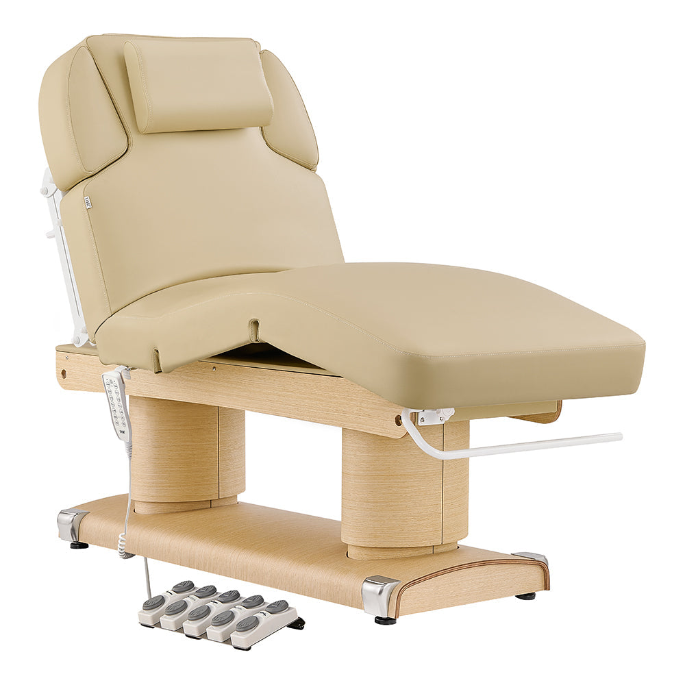 Beige Luxi 4 Motors Medical Spa Treatment Table DIR on a white background