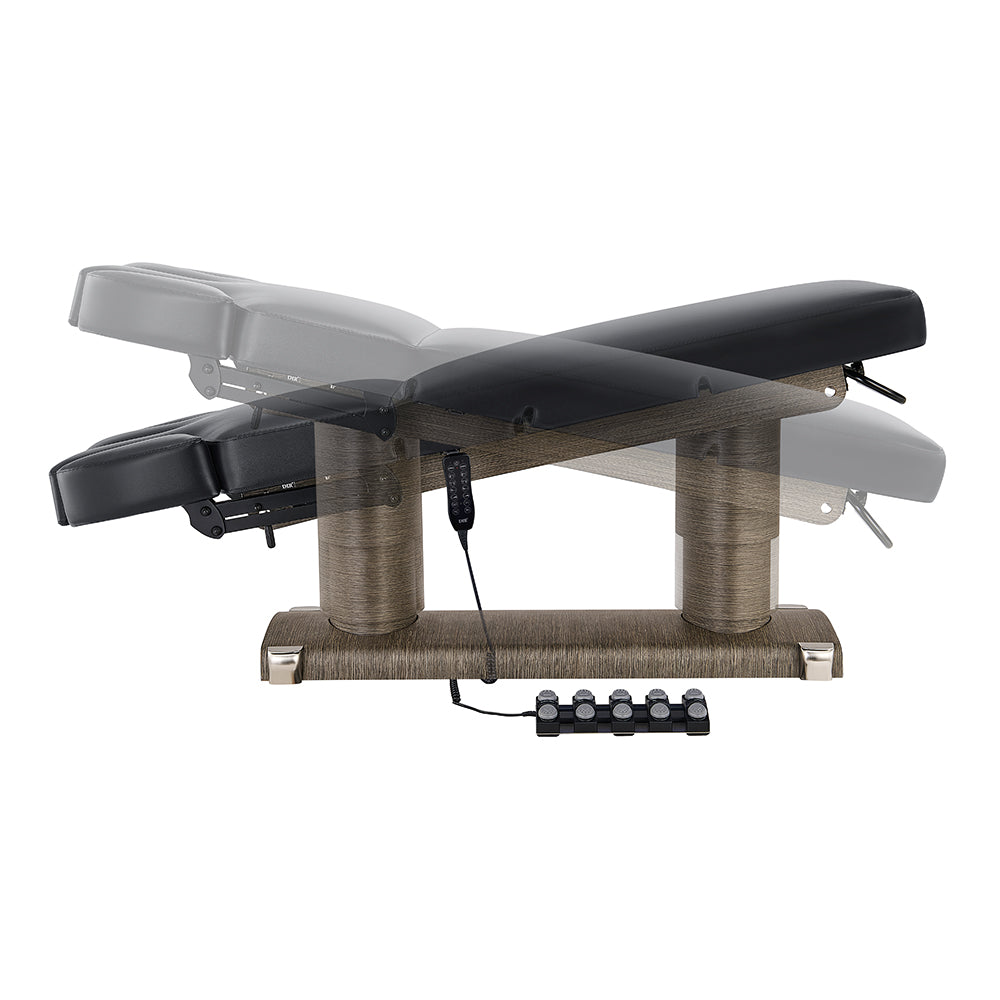 Luxi massage table with adjustable headrest and footrest on a white background