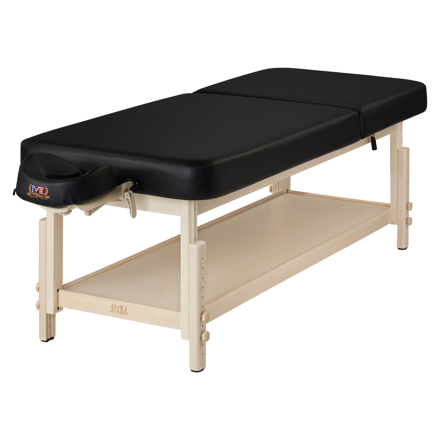MT Massage HARVEY TILT black table with wood frame, lift back, and face cradle by MT.